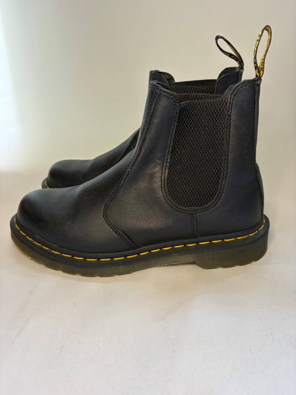 Dr. Martens 2976 Chelsea Black Boots with Yellow Accents Size 8.5 - Picture 4 of 10